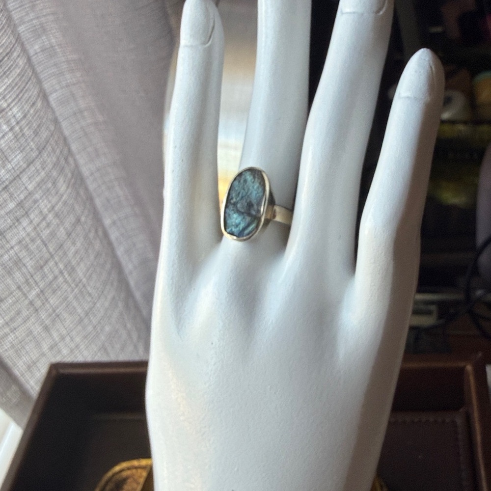 Sterling raw labradorite ring 6 1/2 - Picture 11 of 11